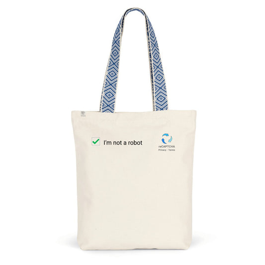 I'm not a Robot heavy cotton eco-friendly ethnic tote bag