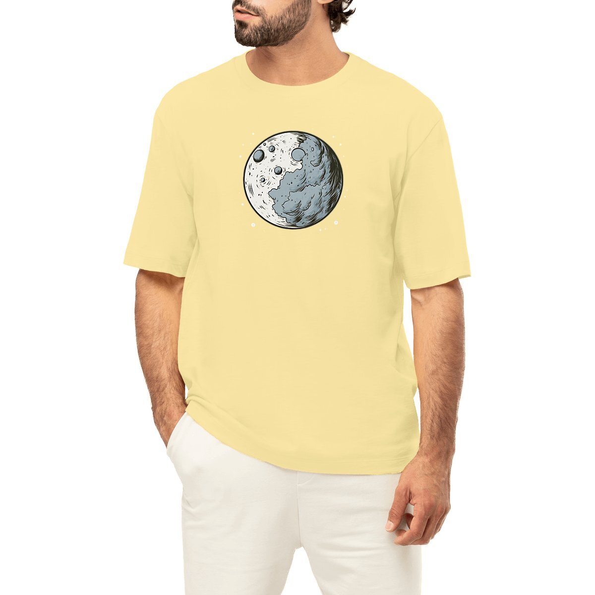 Cartoon Moon | Organic cotton oversized men's T-shirt